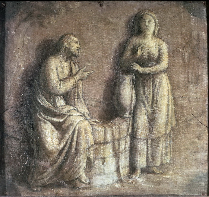 La Samaritana al pozzo - 1880 ca. - olio su tela cm. 21x22 - coll. privata - (esposto a Passirano alla mostra 